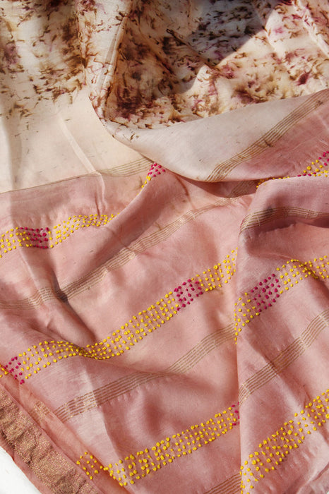 Bageeya Unique handwoven 'Krishna' Maheshwari Saree for Women: Imprinted with Marigold & Rose