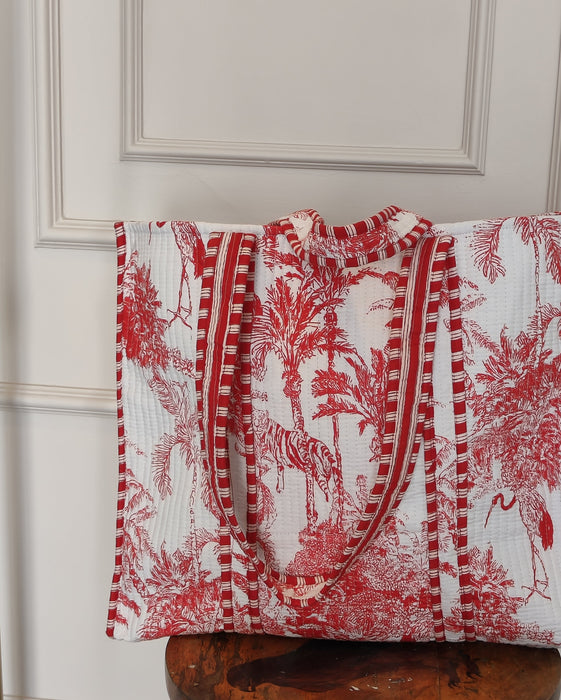 Hazy Forest Tote (Red and White)