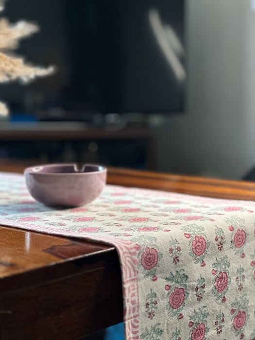 Roses Hand Block Printed Table Runner