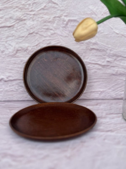 Wooden Rosewood Finish Side Plates (Set Of 2)