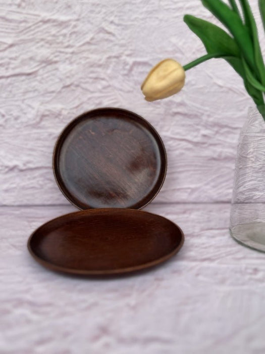 Wooden Rosewood Finish Side Plates (Set Of 2)