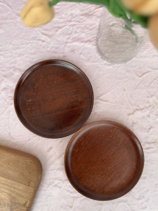 Wooden Rosewood Finish Side Plates (Set Of 2)