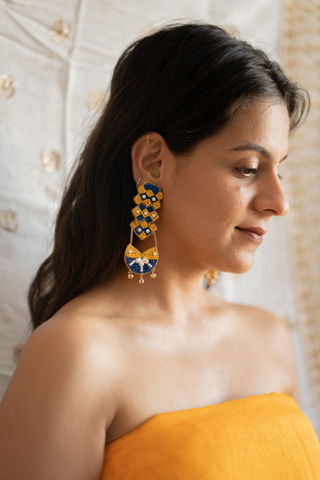 Navya Blue Long Earrings