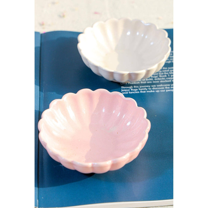 Dessert Bowl set of 2- White and pink