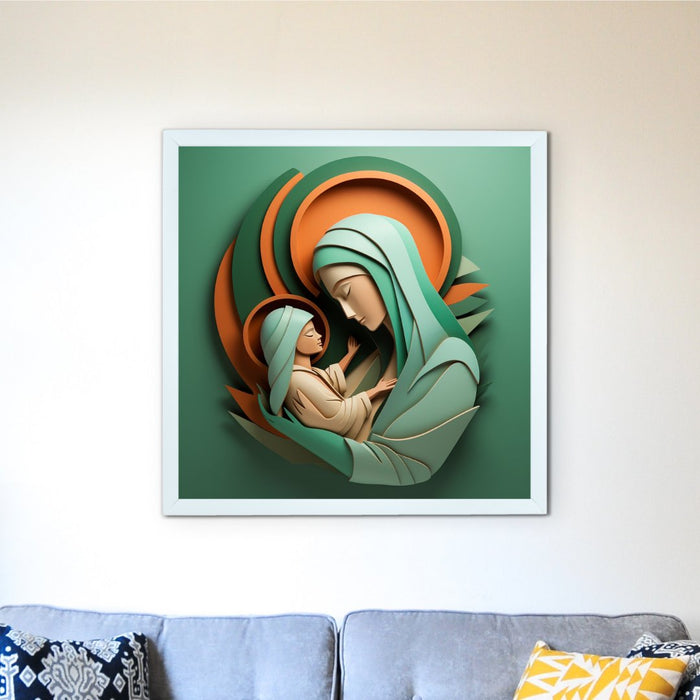 Artisan Canvas Wall Decor: Mother Mary & Baby Jesus Wall Print