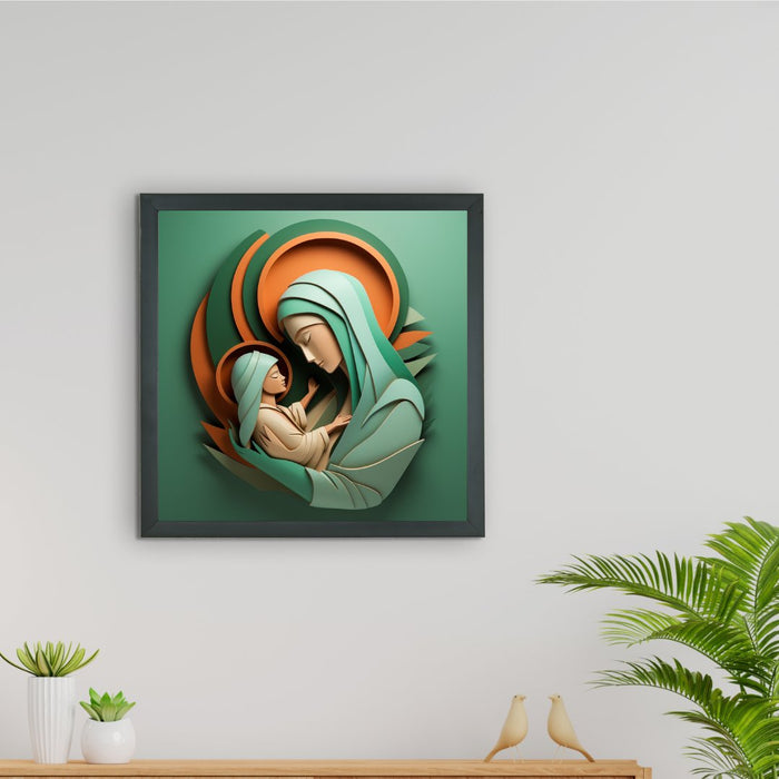 Artisan Canvas Wall Decor: Mother Mary & Baby Jesus Wall Print