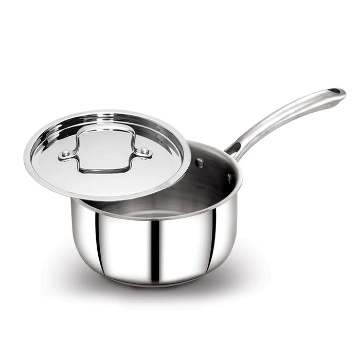 Riara Premium Stainless Steel Triply Saucepan With Steel Lid | Stay Cool Handles | 2.5 Mm Thickness | Induction Base | 1.10 L/1.5 L /2.25 L