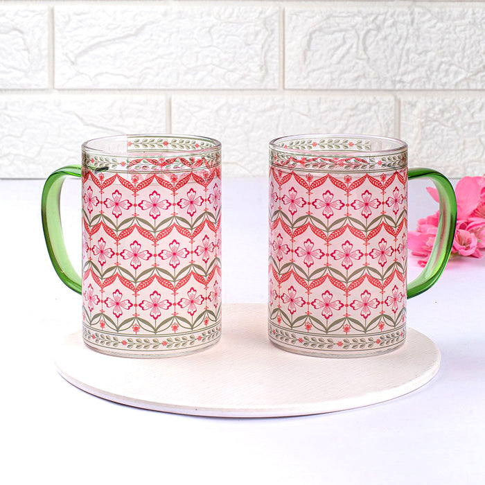 Floral Trellis Clear mugs - Set of 2 and 4