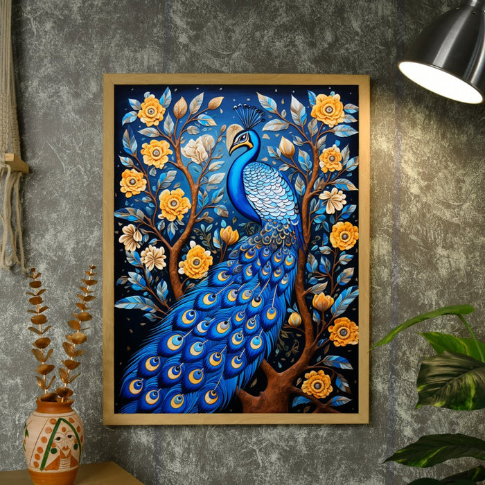 Blue Aura Canvas Wall Decor: Artisan Crafted Elegance