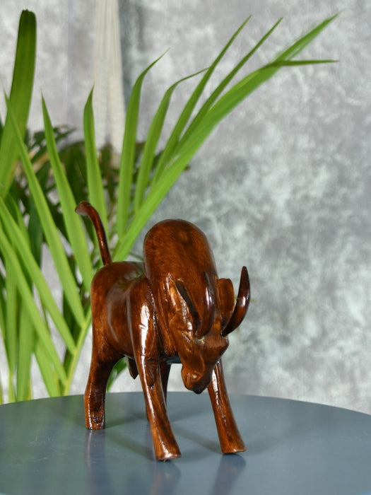 Handcarved wooden large bull