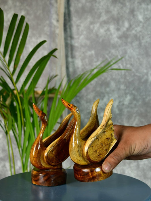 Pair of Wooden handcarved swan