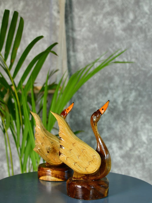 Pair of Wooden handcarved swan