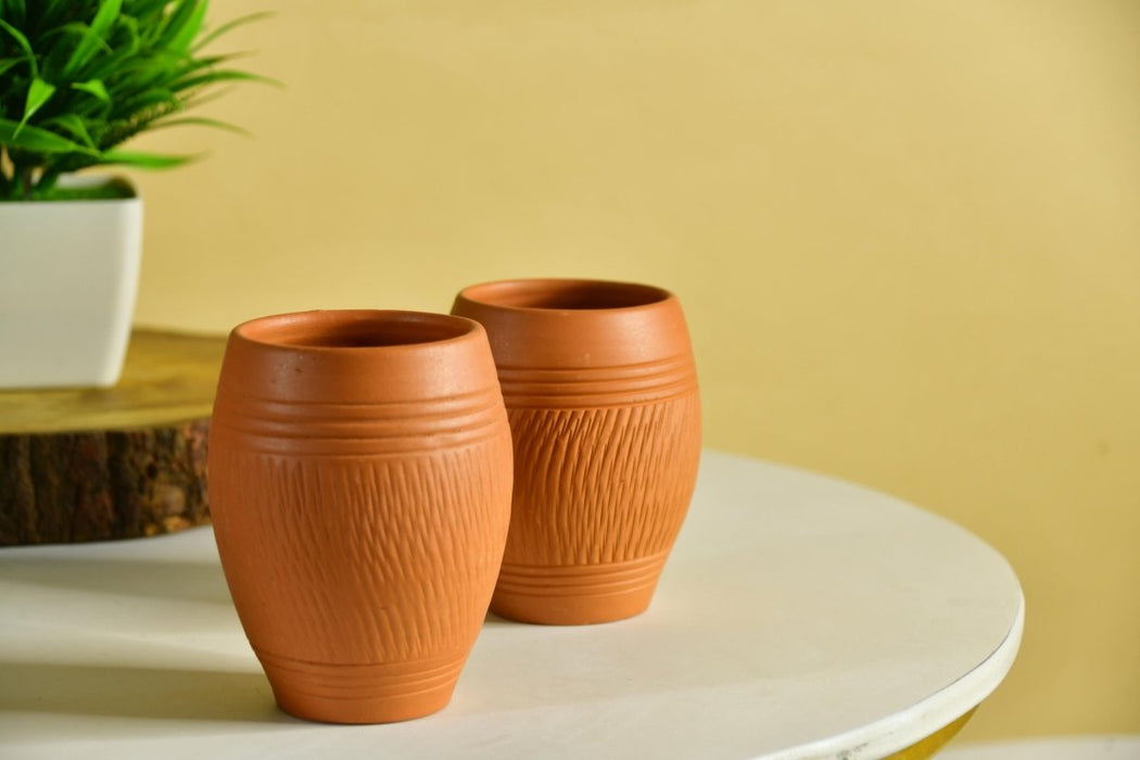 Premium Set of 2 Unglazed Terracotta Glasses