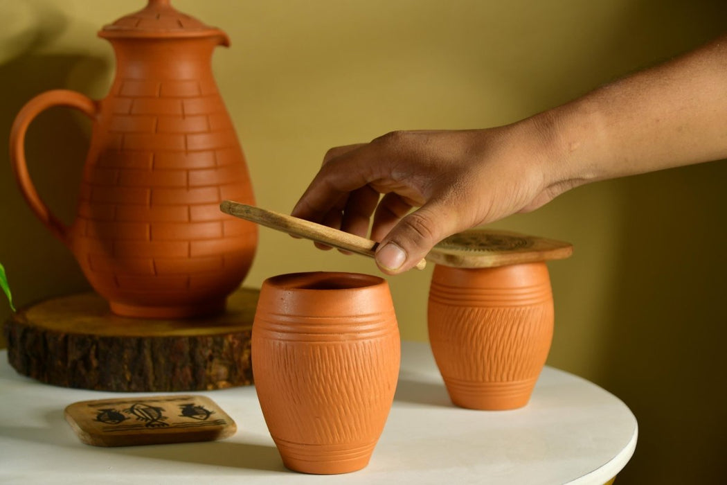 Premium Set of 2 Unglazed Terracotta Glasses