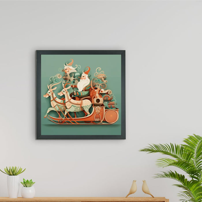 Mystic Santa Chariot Canvas Wall Art: Festive Home Decor