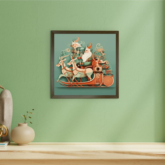 Mystic Santa Chariot Canvas Wall Art: Festive Home Decor