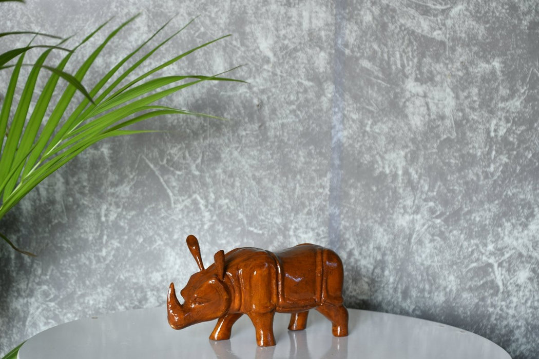 Wooden Hand-carved Abstract Rhino