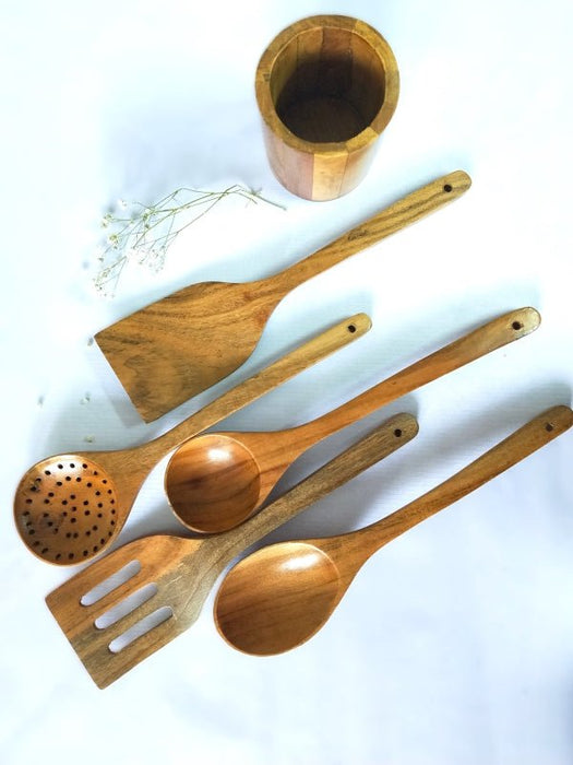 Spoon & Ladle Set Of 5 With Holder