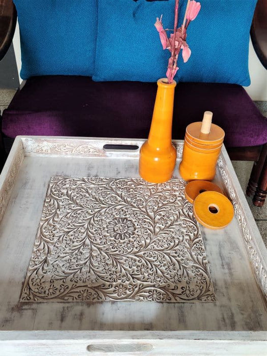 Square White Vintage Breakfast Tray