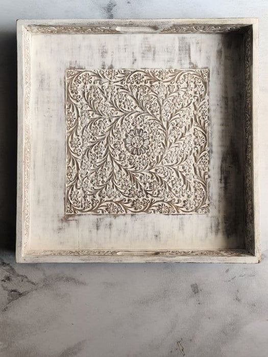 Square White Vintage Breakfast Tray