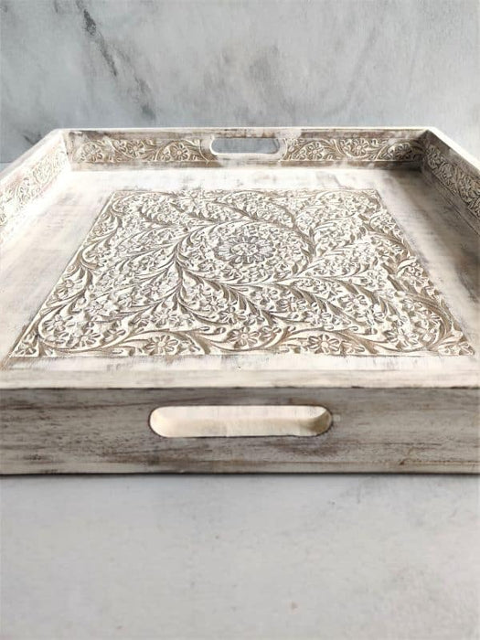 Square White Vintage Breakfast Tray