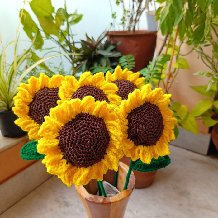 Enduring Crochet Sunflowers - Set Of 5