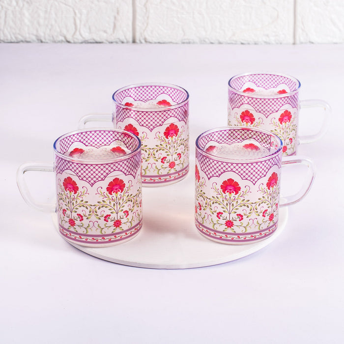 Floral Jali Print Tea cups - Set of 4 and 6