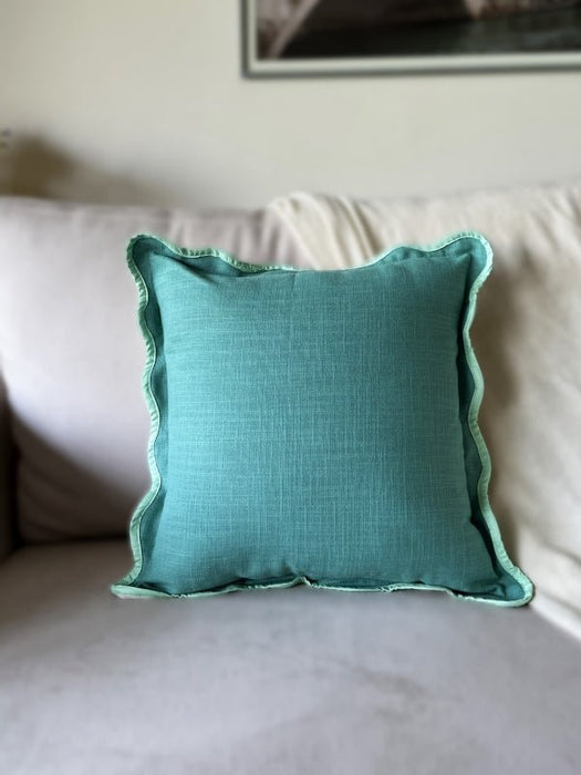 Teal Green Scallop Cushion Cover