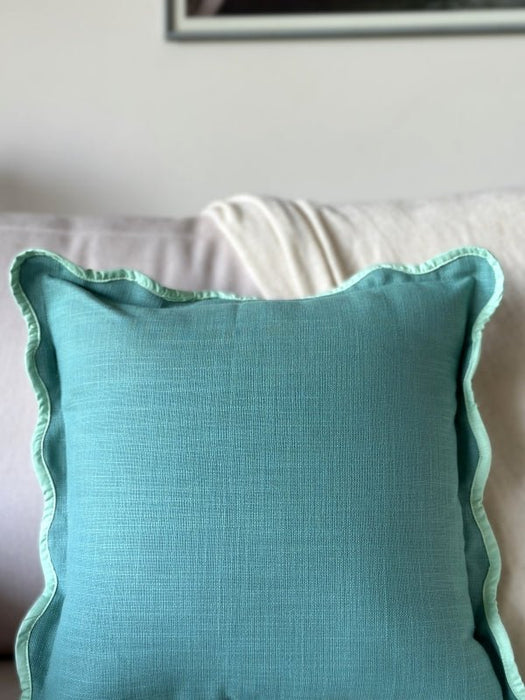 Teal Green Scallop Cushion Cover