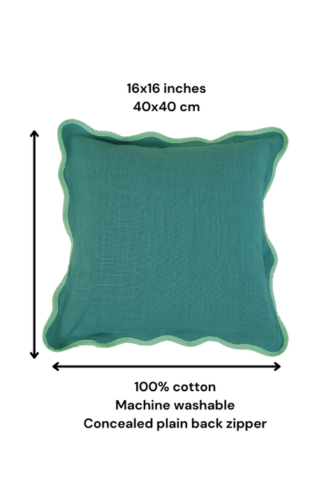 Teal Green Scallop Cushion Cover