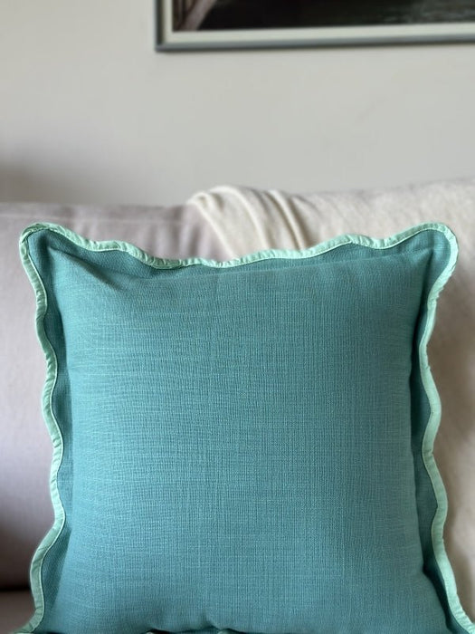 Teal Green Scallop Cushion Cover