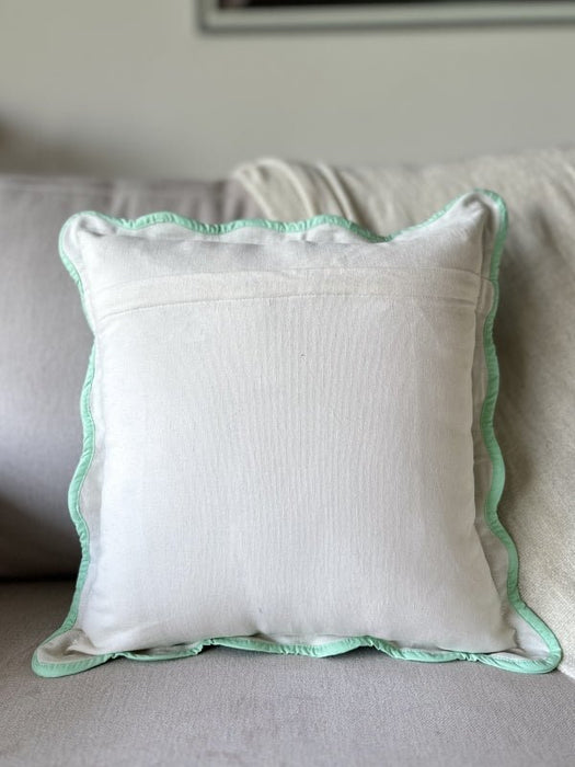 Teal Green Scallop Cushion Cover