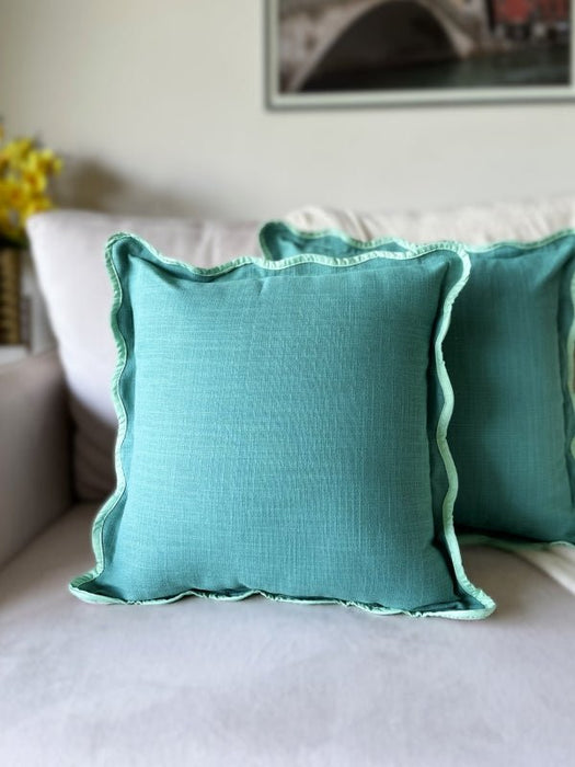 Teal Green Scallop Cushion Cover