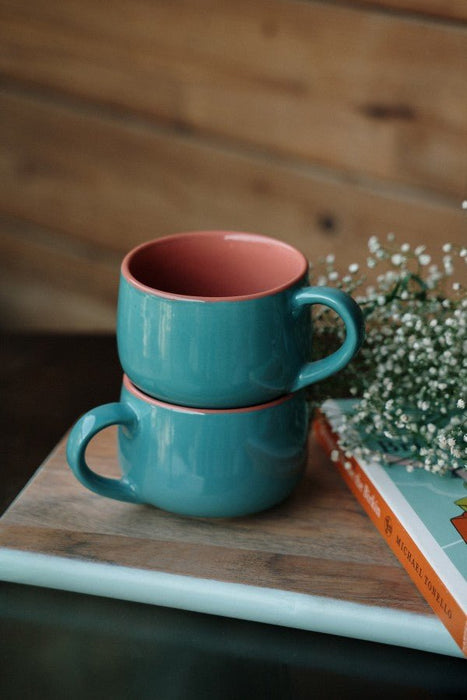 Stoneware Teal Tranquility Ceramic Mug - 350 ml