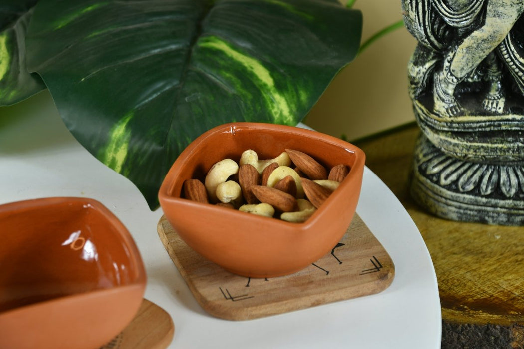 Premium Set of 2 Terracotta Square Serving Bowls