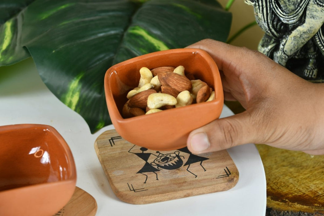 Premium Set of 2 Terracotta Square Serving Bowls