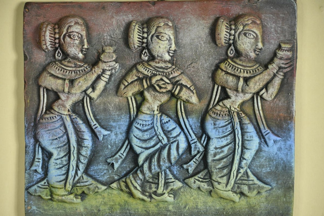 Premium Terracotta Abstract Three Women Wall Art