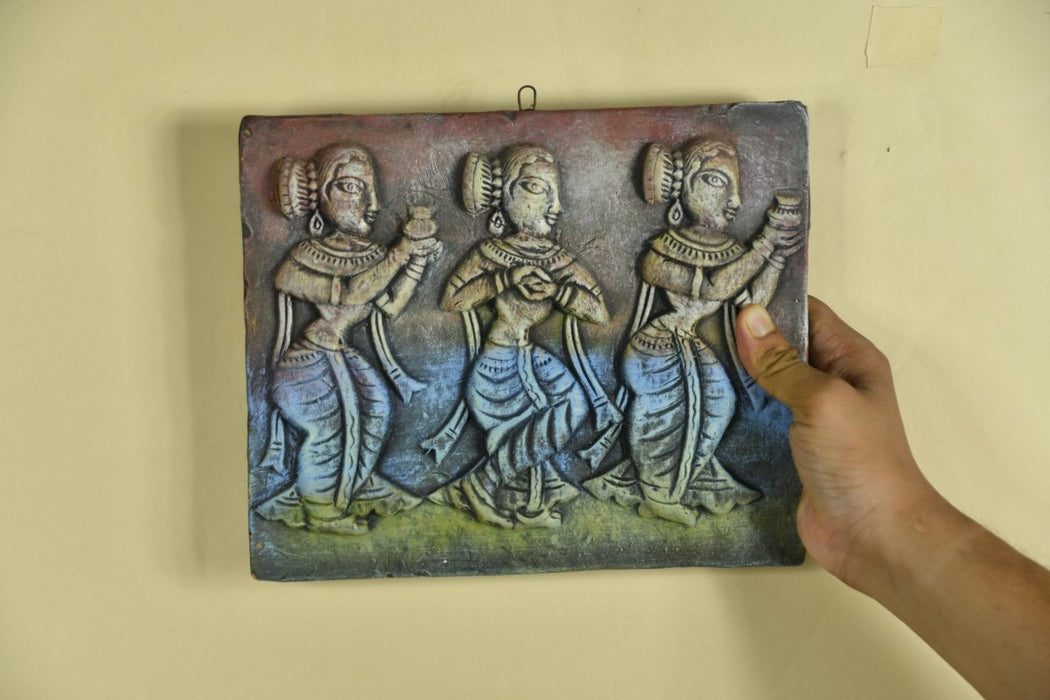 Premium Terracotta Abstract Three Women Wall Art