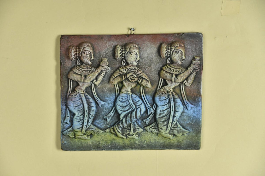 Premium Terracotta Abstract Three Women Wall Art