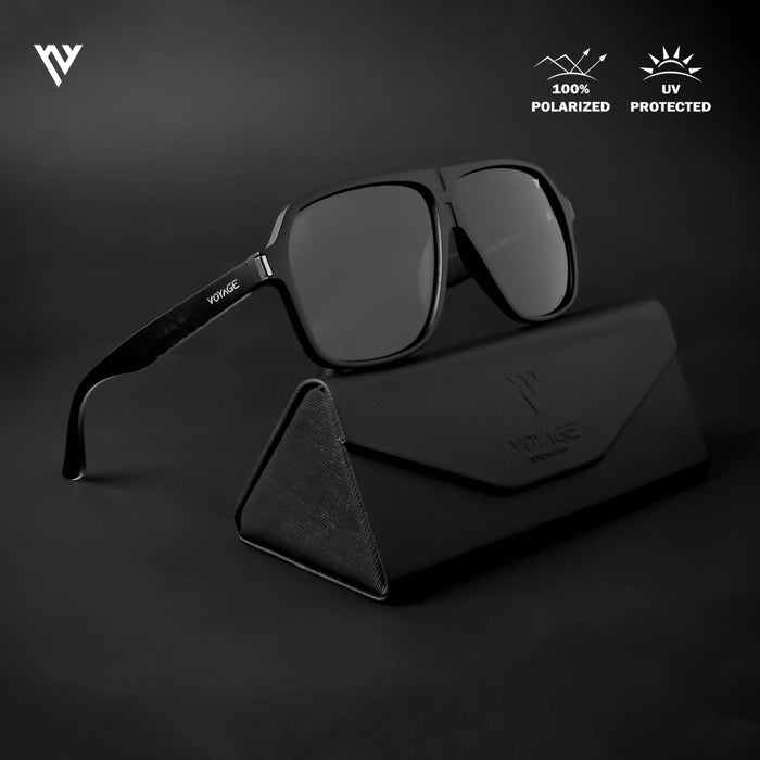 Voyage Exclusive Black Polarized Wayfarer Sunglasses for Men & Women - PMG4576