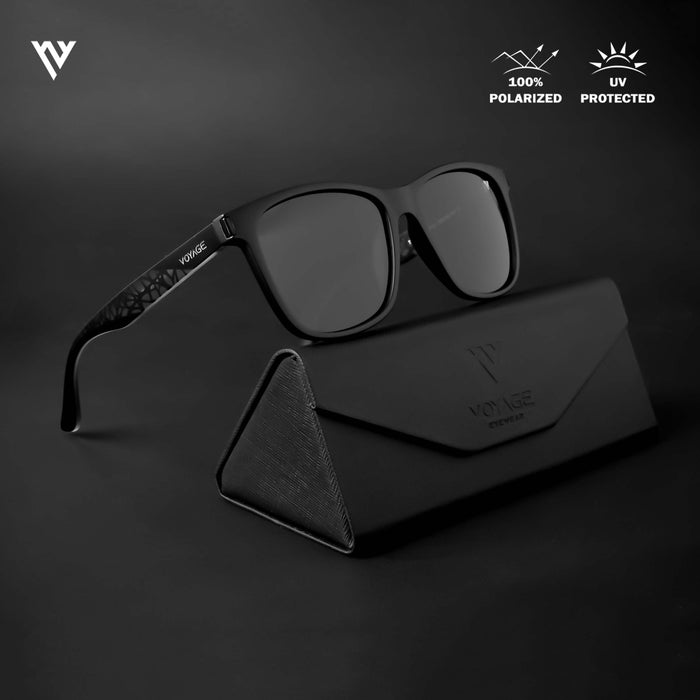 Voyage Exclusive Black Polarized Wayfarer Sunglasses for Men & Women - PMG4579