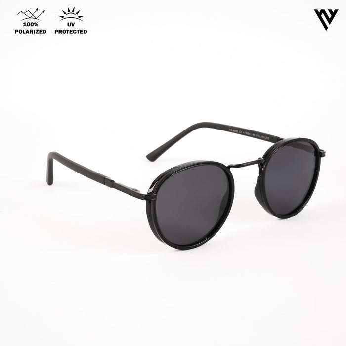 Voyage Exclusive Black Polarized Round Sunglasses for Men & Women - PMG4443