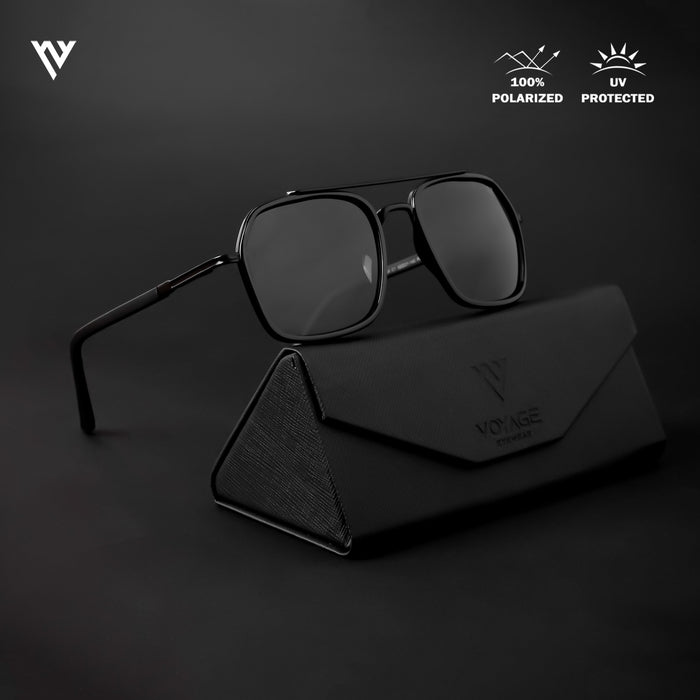 Voyage Exclusive Black Polarized Wayfarer Sunglasses for Men & Women - PMG4479