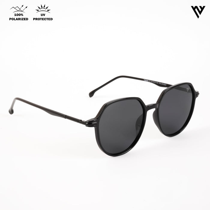 Voyage Exclusive Shine Black Polarized Round Sunglasses for Men & Women - PMG4297