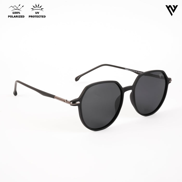 Voyage Exclusive Matt Black Polarized Round Sunglasses for Men & Women - PMG4299