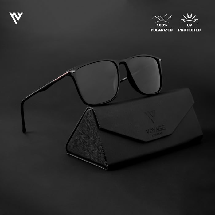 Voyage Exclusive Matt Black Polarized Wayfarer Sunglasses for Men & Women - PMG4300