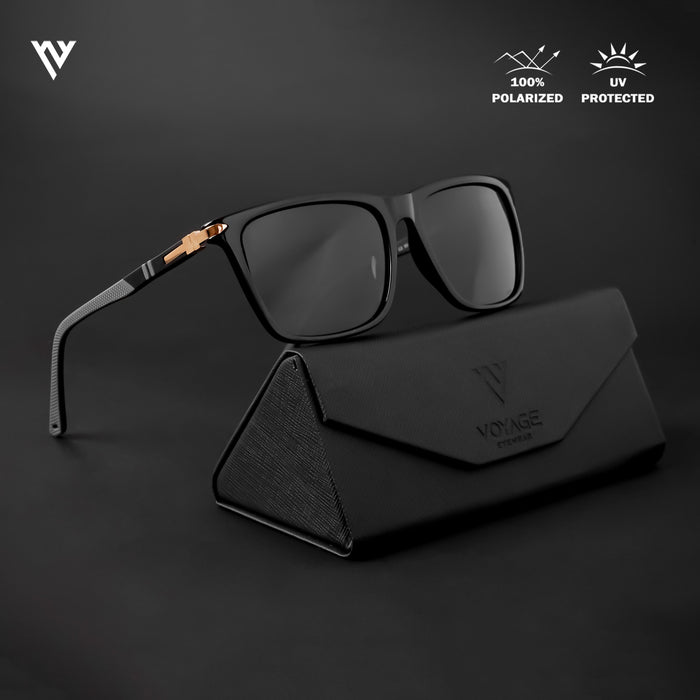 Voyage Exclusive Black Polarized Wayfarer Sunglasses for Men & Women - PMG4490