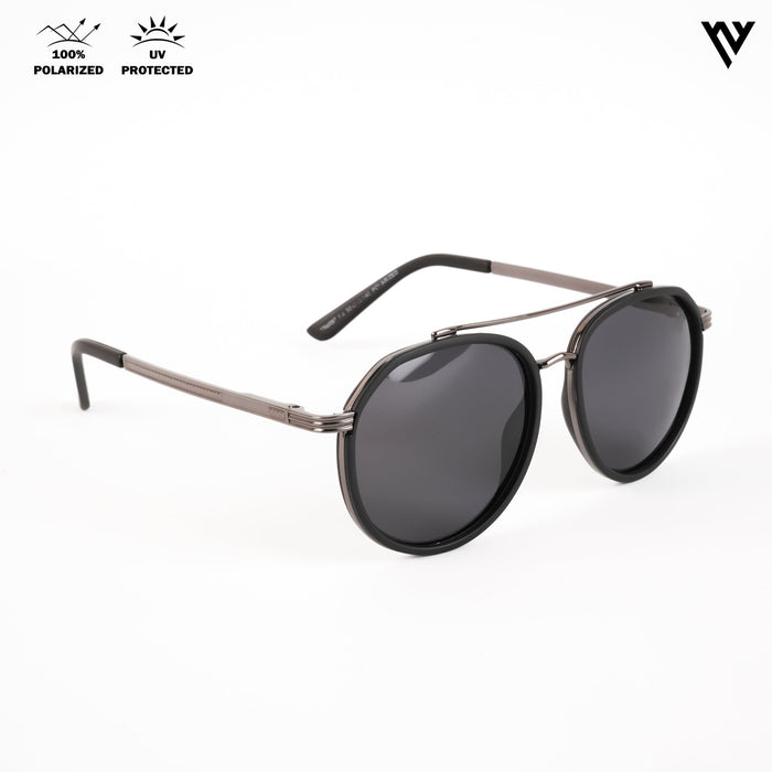 Voyage Exclusive Grey & Black Polarized Round Sunglasses for Men & Women - PMG4310