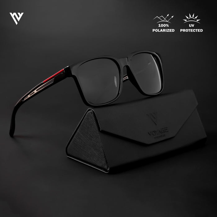 Voyage Exclusive Shine Black Polarized Wayfarer Sunglasses for Men & Women - PMG4487