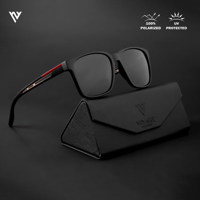 Voyage Exclusive Matt Black Polarized Wayfarer Sunglasses for Men & Women - PMG4489